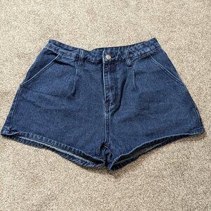 DAZY Girl's Blue Denim High-Rise Pleated Shorts; Size XL (16)